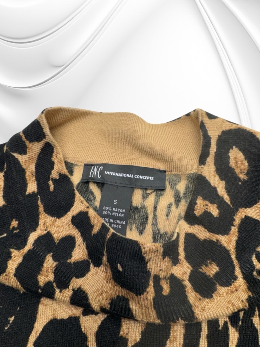 INC Women’s Small Leopard Long Sleeve Mini Dress - Picture 3 of 5